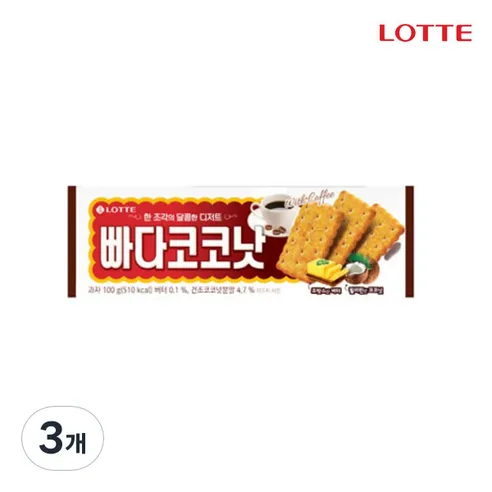 롯데제과 빠다코코낫, 100g, 3개