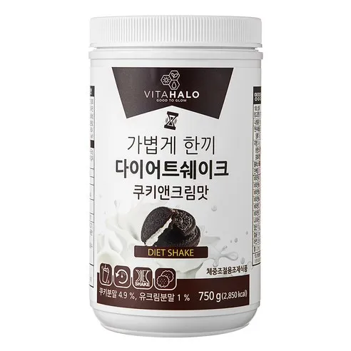 비타할로 가볍게 한끼 다이어트 쉐이크 쿠키앤크림맛, 750g, 1개